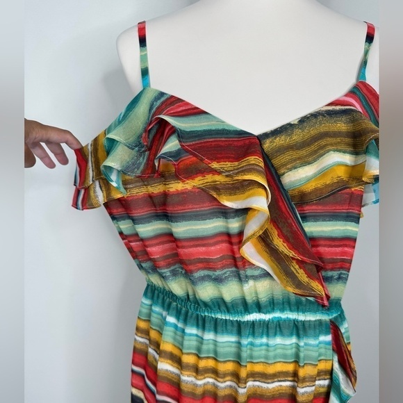 Seamline Cynthia Steffe Colorful Striped Sun Dress Size 12 Rainbow - Picture 3 of 11
